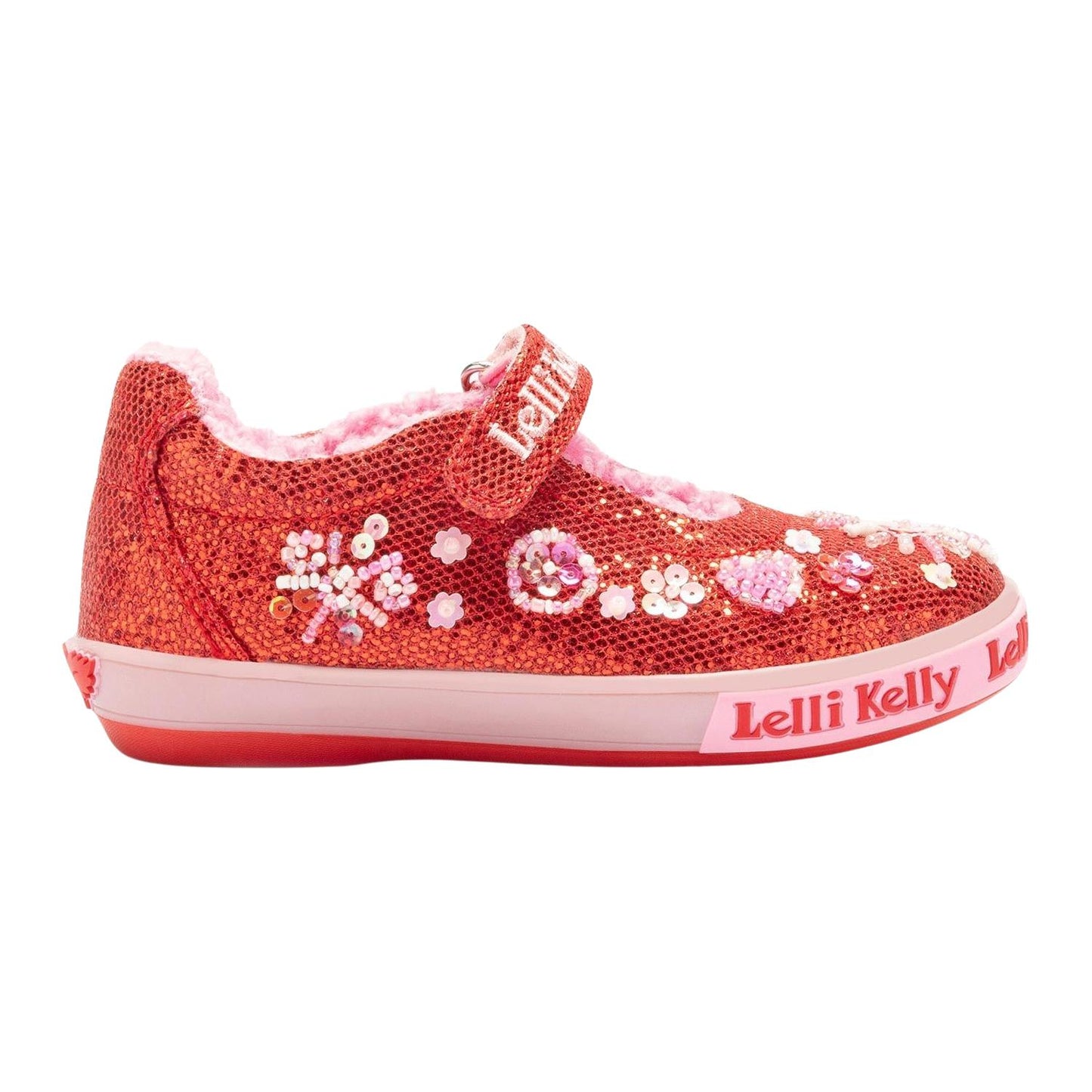 Lelli Kelly LK3860 (GD01) Dafne Red Glitter Warm Lined Canvas Uppers