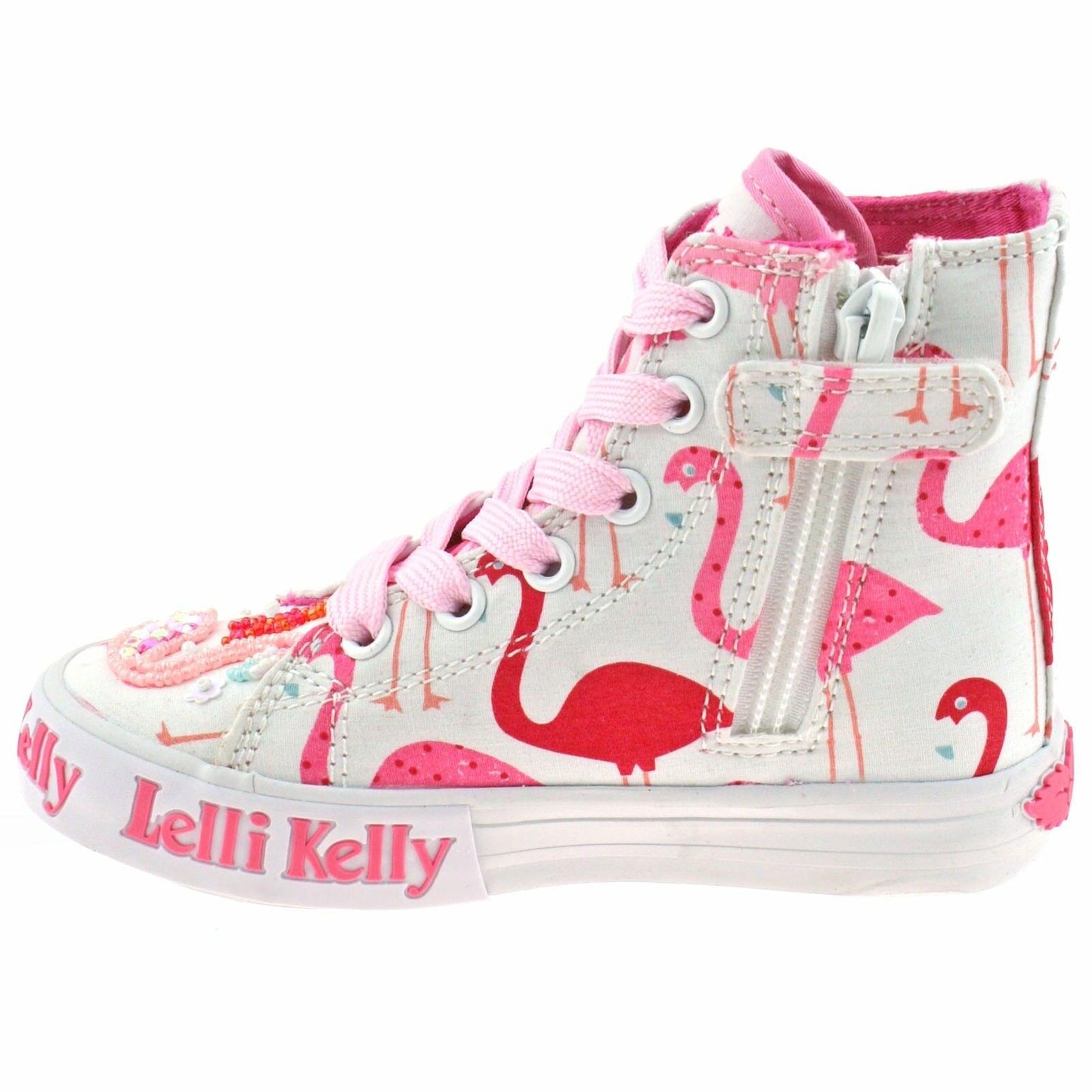 Lelli Kelly LK5090 (BA02) White Fantasy Flamingo Canvas Baseball Boots