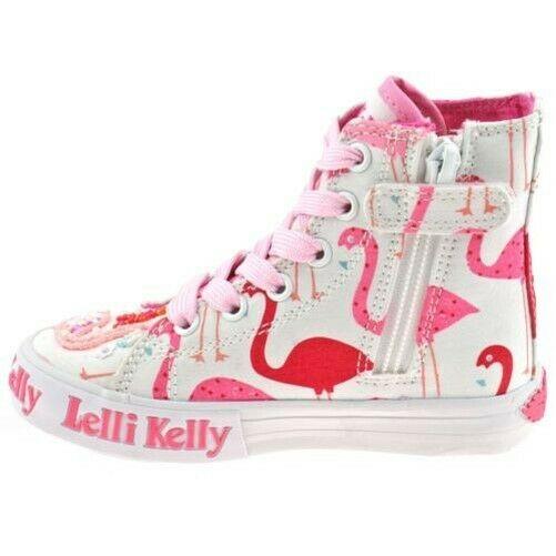Lelli Kelly LK5090 (BA02) White Fantasy Flamingo Canvas Baseball Boots