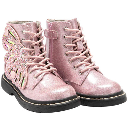 Lelli Kelly LK5544 (SC01) Ali Di Fata Rosa Glitter Wings Ankle Boots
