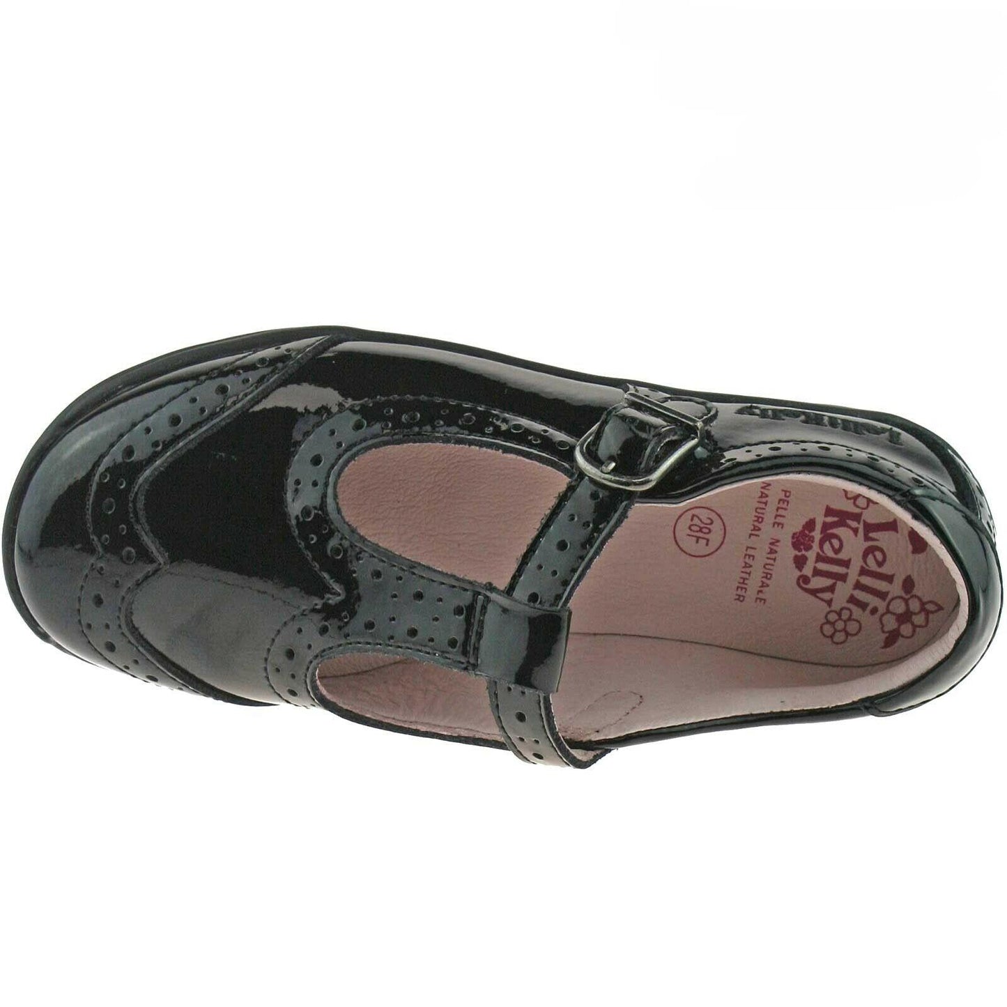 Lelli Kelly LK8216 (DB01) Jennette Black Patent T-Bar School Shoes F Width