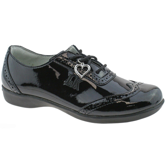 Lelli Kelly LK8281 (DB01) Kimberly Black Patent Brogue School Shoes F Width