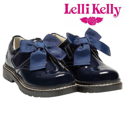 Lelli Kelly LK8284 (DE01) Irene SNR Navy Blue Patent School Shoes F Width