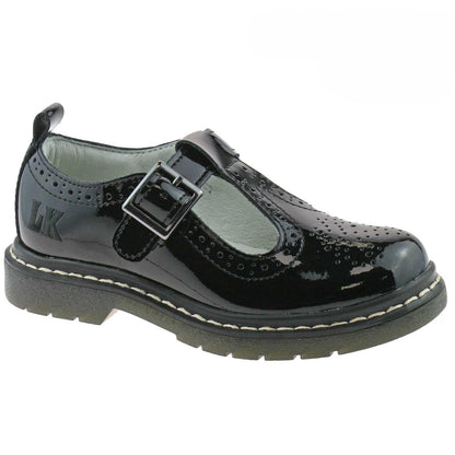 Lelli Kelly LK8292 (DB01) Meryl T Bar Brogue Black Patent School Shoes F Fitting