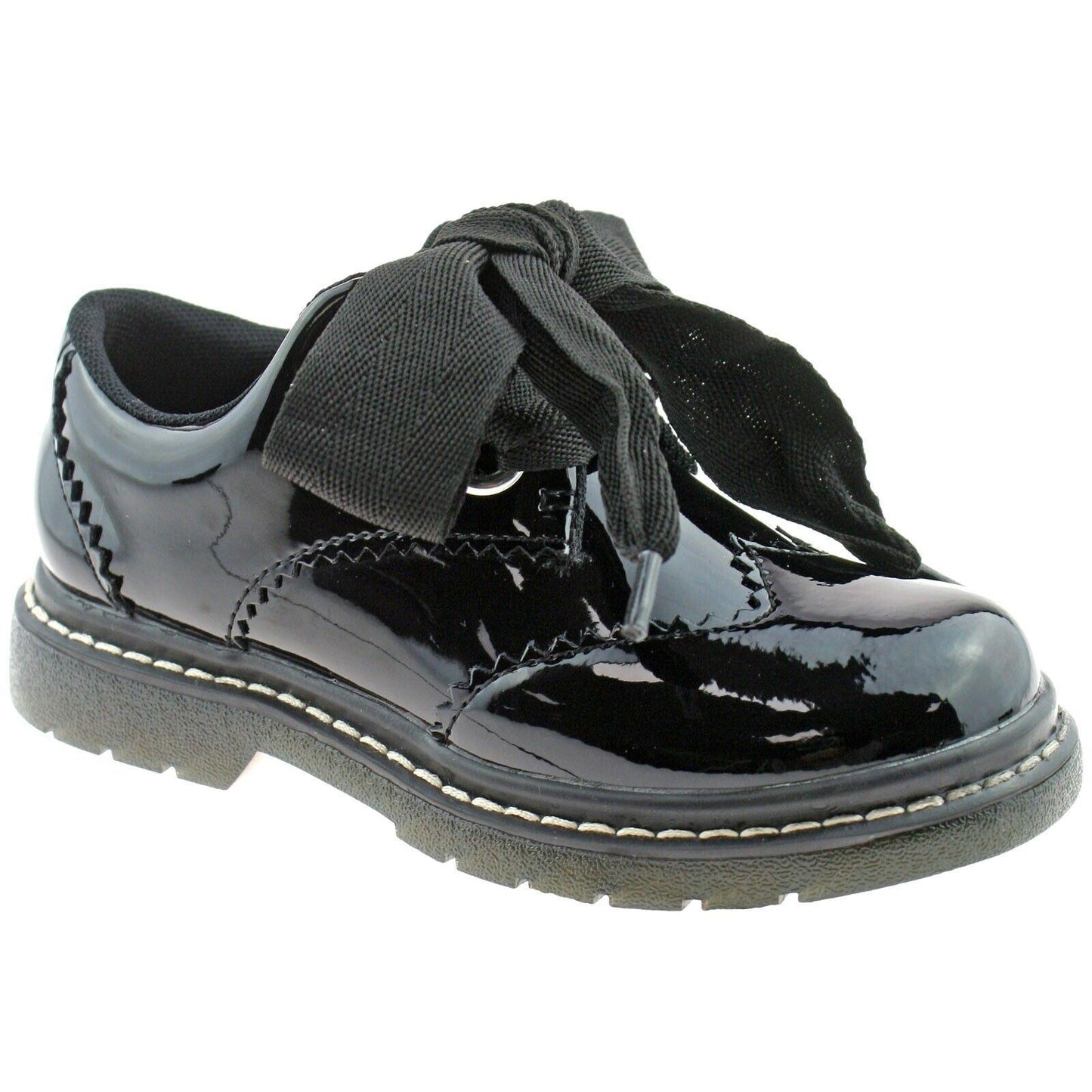 Lelli Kelly LK8368 (DB01) Scarlet Black Patent Lace Up School Shoes F Fitting