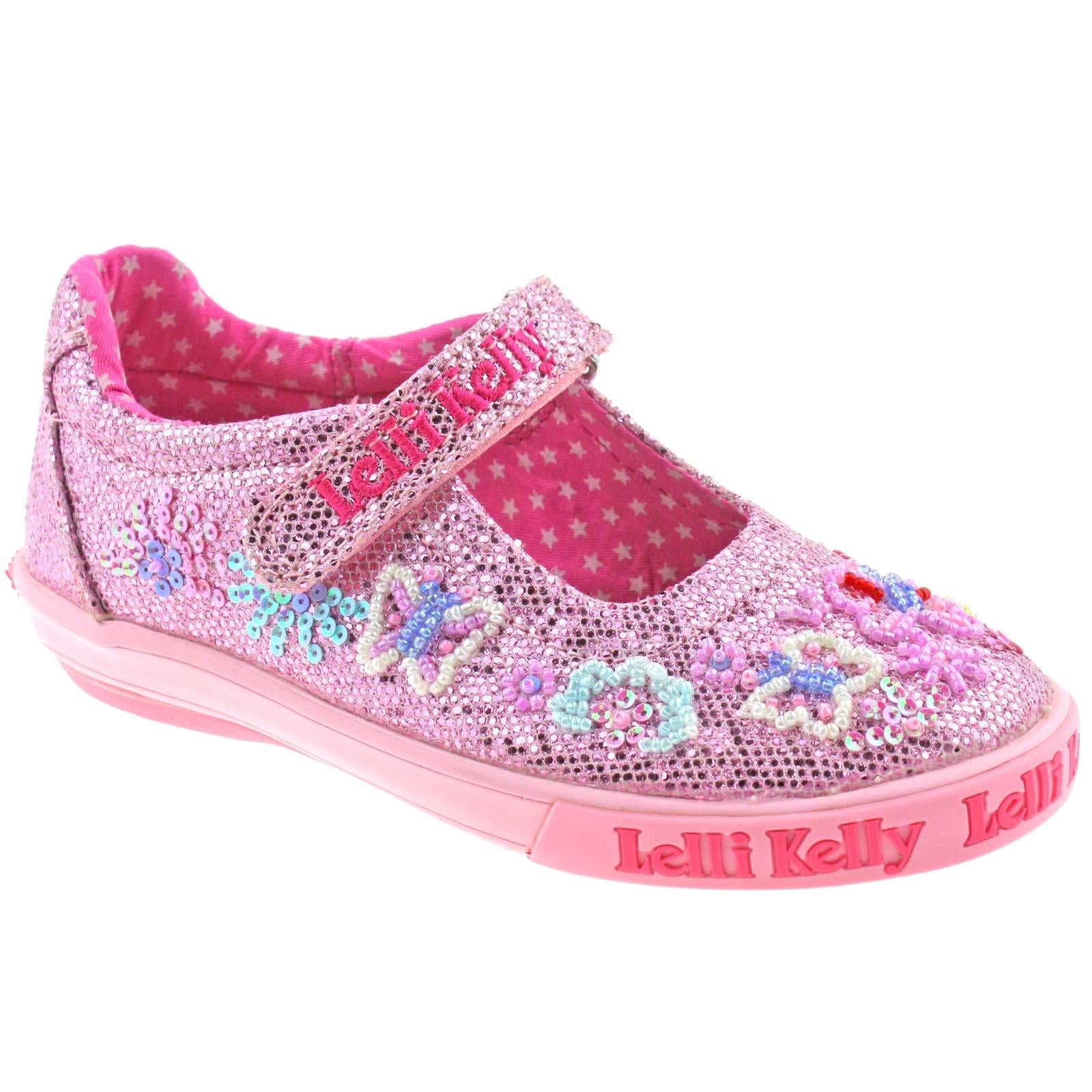 Lelli Kelly LK9082 (GC01) Pink Glitter Summer Butterfly Adjustable Dolly  Shoes UK 24 EU
