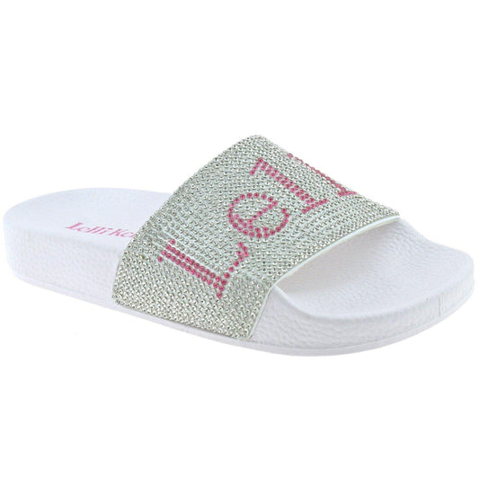 Lelli Kelly LK9916 (AA01) White Irene Lelli Kelly Diamante Slider Sandals