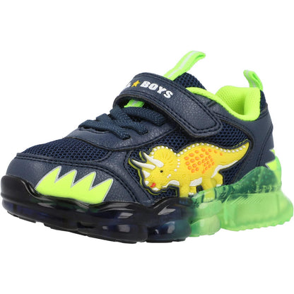 Bull Boys Triceratopo Lights Navy Dinosaur Light Up Trainers DNAL2205 (AE01)