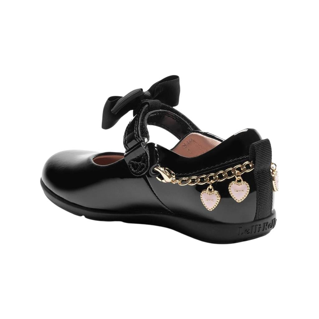 Lelli Kelly LK8438 (NE03) Annie Heart Charm Black Patent Wide Fit G School Shoes