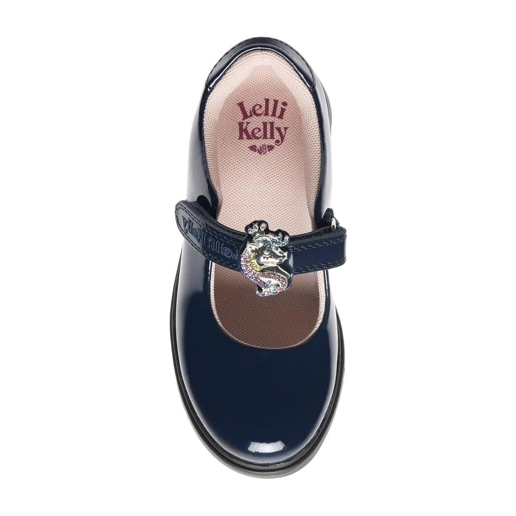 Lelli Kelly LK8916 (BL03) Bianca 3 Unicorn Navy Blue Patent School Shoes