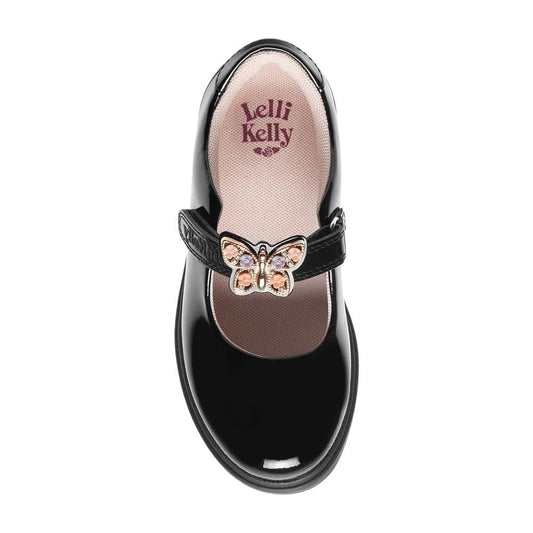 Lelli Kelly LK8915 (NE03) Lucy Butterfly Black Patent School Shoes