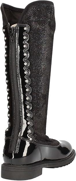 Fishnet Knee High Black Patent Diamante Boots Lelli Kelly LK7664