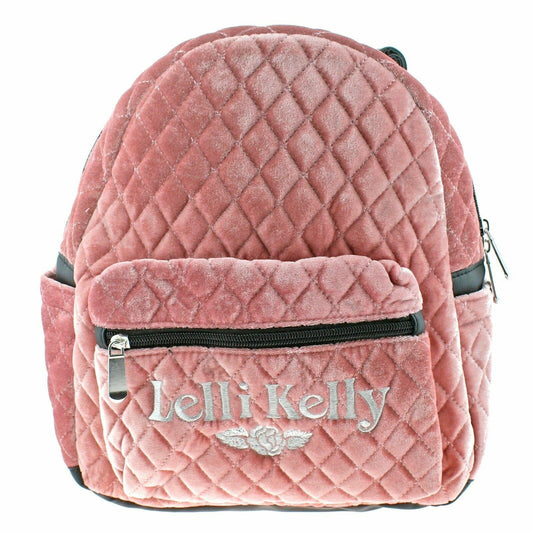 Lelli Kelly LK8399 (AB01) Crushed Quilted Pink Velour School Rucksack Backpack