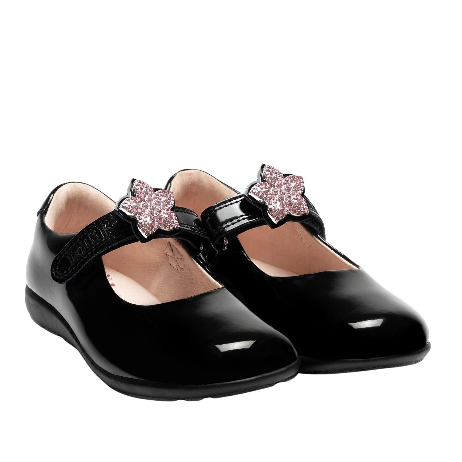 Pom Pom Black Patent Lelli Kelly School Shoes With Socks Lelli