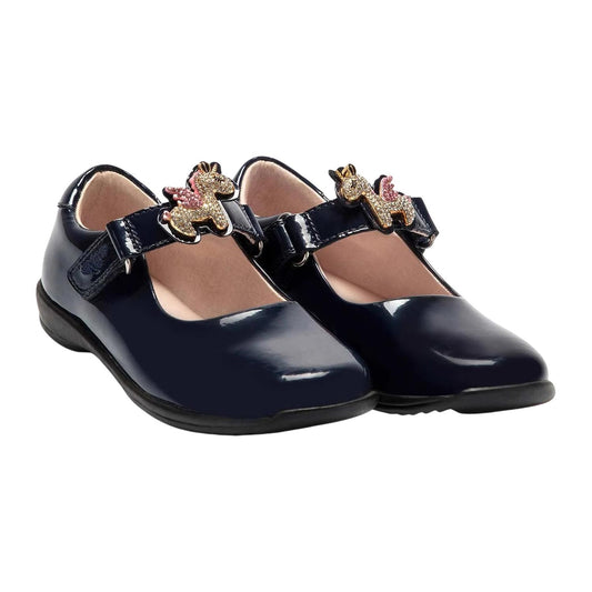 Lelli Kelly LK8100 (DE01) Bliss Unicorn Blue Patent School Shoes F Fit
