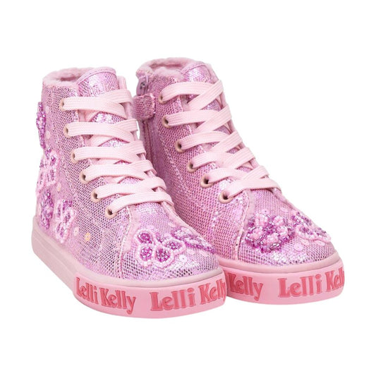 Lelli Kelly LKED5409 Taylor Pink Glitter High Top Trainers
