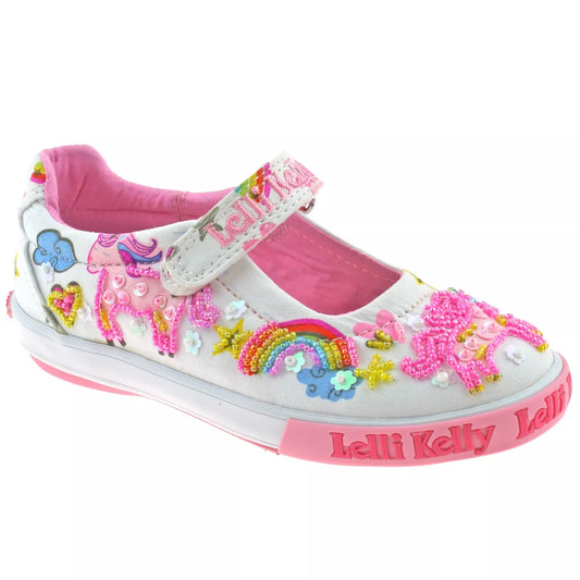Lelli Kelly LK9050 (BA02) White Fantasy Unicorn Dolly Shoes